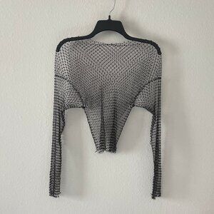 Rhinestones Black Mesh Crop Top